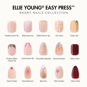 Easy Press Short Press On Nails Collection, 24pcs Nails, Short Almond / Square / Coffin Shapes, Complete Manicure Set with Glue & Sticky Tabs, Reusable Professional Stick on Nails, The Best Gift for Mom, ELLIE YOUNG