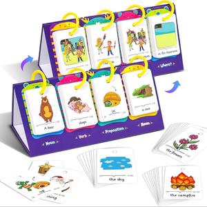 Sentence Building Cards, 1 Set Random Color Phrase Training Flip Chart Flash Cards, Language Learning Toy for Kindergarten Classroom