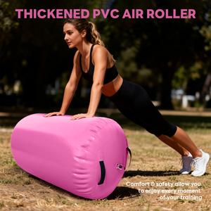 Air Roller Gymnastics Barrel Inflatable Roll Pad Gymnastics Air Mat Back Flip Trainer Hand Spring Practice Equipment for Cheerleading Yoga Home Gym