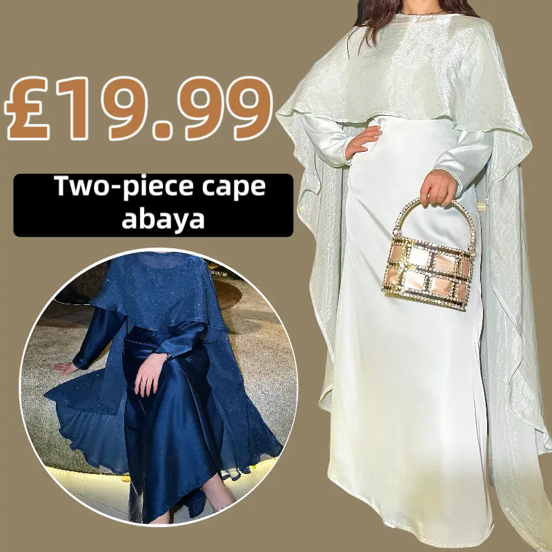 #LY01 Ramadan Promotion Organza Cape Abaya Set with Inner Dress - Two Pieces classic abaya