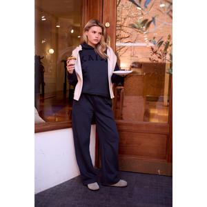 Kaiia Logo Wide Leg Sweat Pants Navy