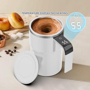 Automatic Stirring Cup with Lid, USB Rechargeable Automatic Magnetic Coffee Cup with Display Temperature, Suitable for Office, Home, Outdoor, Gift, Travel Tumbler Mug, Self Stirring Mug, Travel Mugs