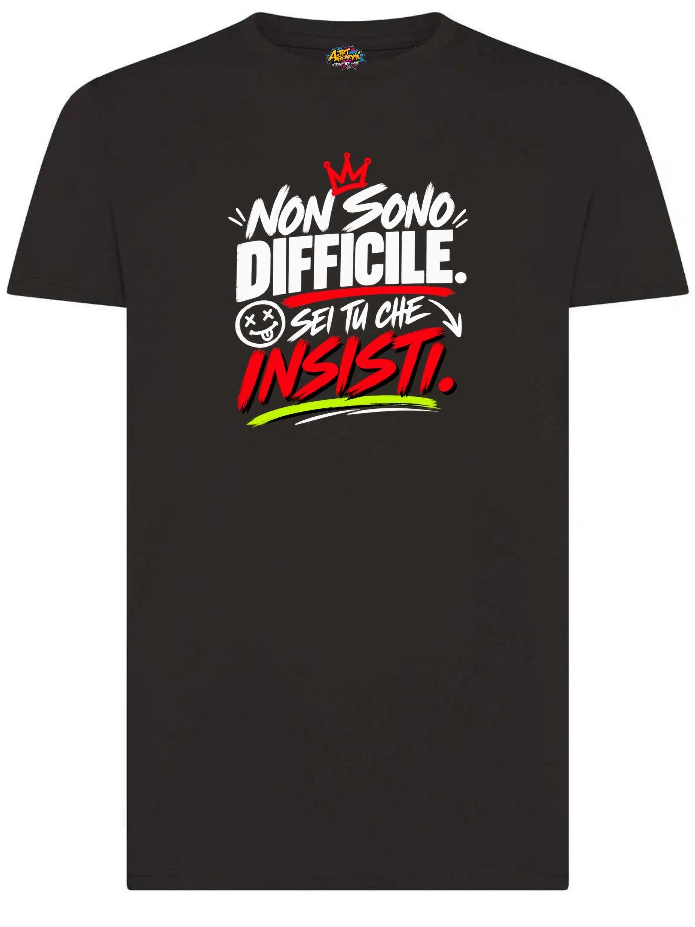 T-shirt Non sono difficile in 100% cotone con grafica street/pop ad alta visibilità Nero e Bianco Taglie S-2XL €13,90 Spedizione Gratuita