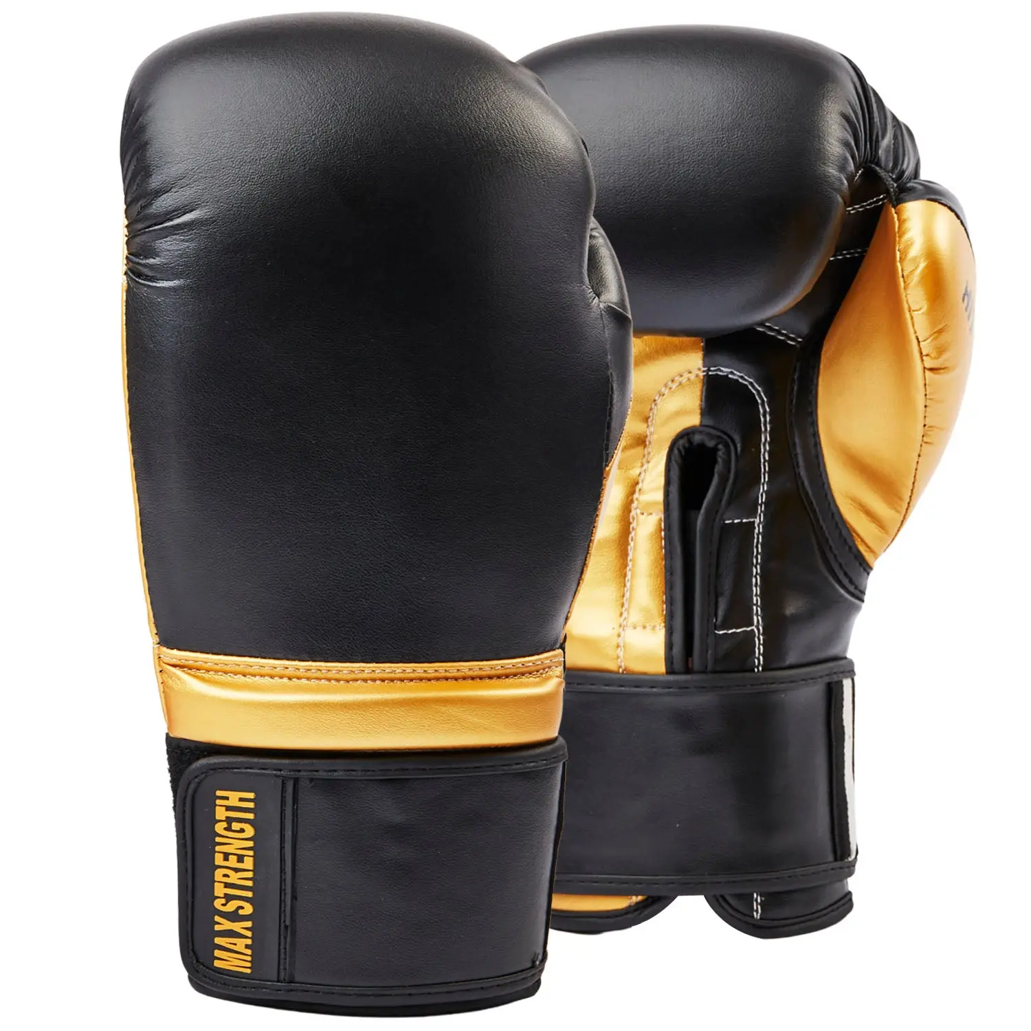 MAXSTRENGTH Boxing Sparring Gloves MMA Training Black/Golden 1  boxing