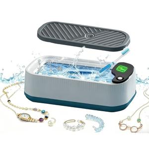 Ultrasonic Jewelry Cleaner, Portable 360° Deep-Clean Multi-Function Washer with UV Sterilization. High-vibration mode effectively sterilizes and cleans. USB-powered for use with jewelry, eyewear, and watch cleaning.