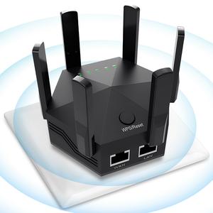 WIFI Extender Home Network Signal Amplifier 2.4GHz Dual-Band 1200Mbps with 6 High-Gain Antennas for Full Coverage and Ethernet Ports for Home School Office