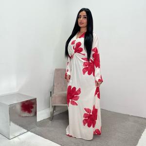 Ladies Linen Floral Front Knot Modest Dress UK Onesize 6-14 Length 145cm Casual Womenswear
