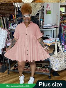 【Plus Size】 Solid Color Dress, Plus Casual Dress for Daily Wear, Women Plus Clothing for All Seasons