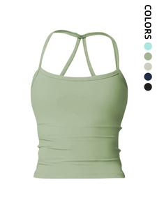 Women's Plain Detachable Padded Sports Vest, Sleeveless Top for Yoga and Fitness, Comfortable All-Season Wear, Durable Design