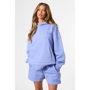 Kaiia Embossed Logo Oversized Hoodie Cornflower Blue