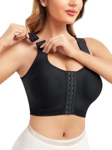 Women's Solid Color Adjustable Front Buckle Wireless Bra, Push Up Comfortable Breathable Bra, Women's Lingerie for All Seasons, Adjustable Strap Bra