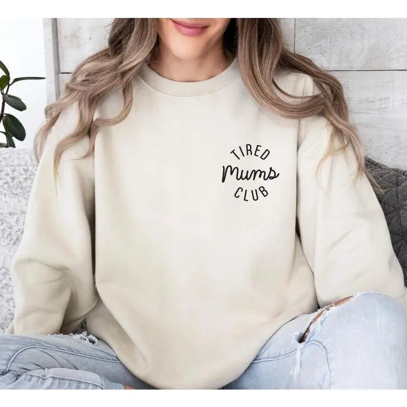 Mum Club Sweatshirt, Tired Mums Club Jumper, Funny Mama Gift Top, New Mum Sweater, Mothers Day Gift Top, Mum To Be Sweater, Top For Mother Gildan Heavy Cotton