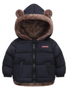 Autumn Winter Hooded, Unisex Zipper Pocket Jacket, Warm Outerwear for Boys and Girls, Padded Winter Coat