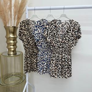 Virgo Boutiquebonnie- Slinky Super Stretch Leopard Animal Printed Cross Over Bust Top