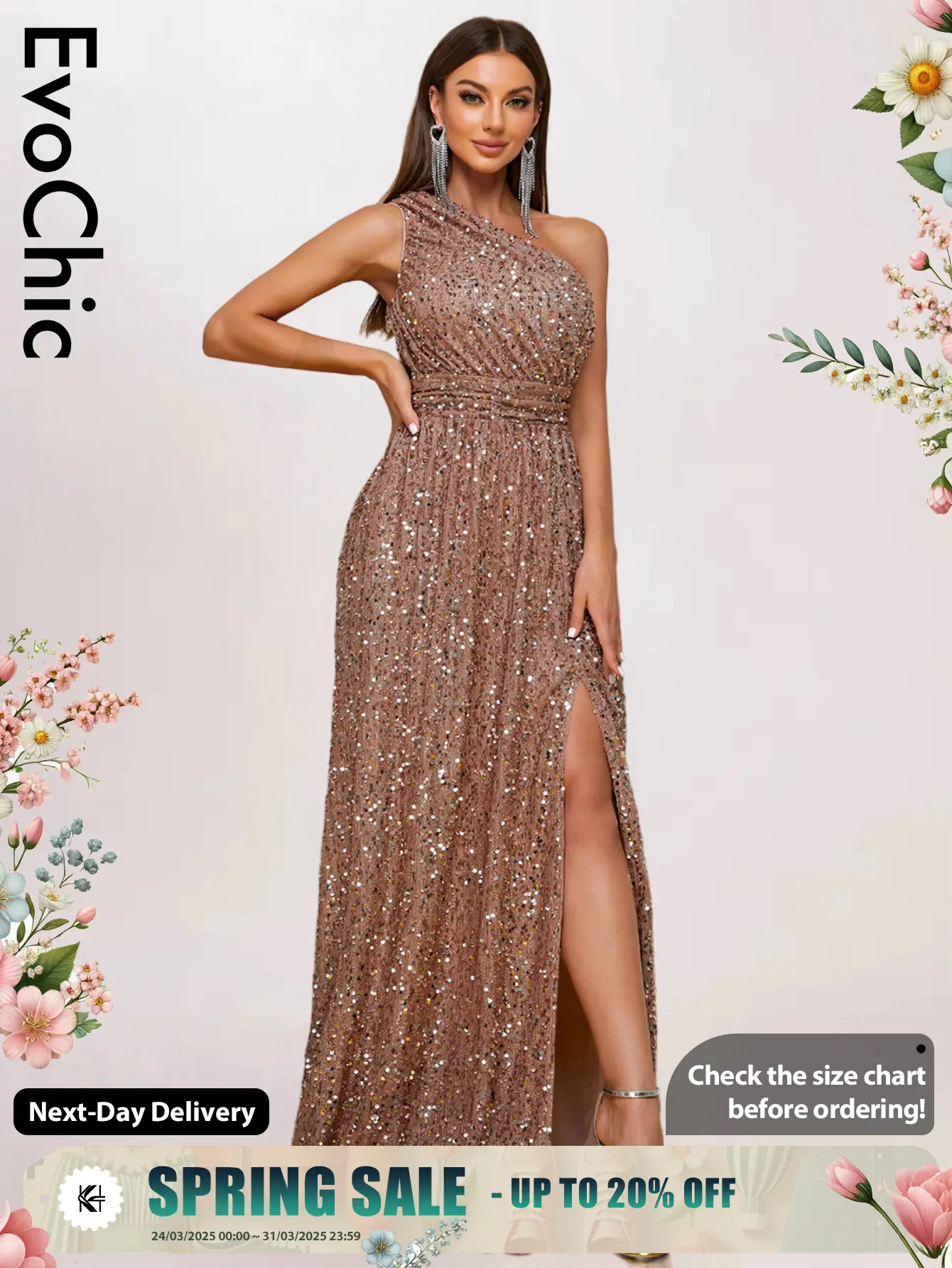 EvoChic UK Women’s Sequin A-Line Dress, evening dress, elegant dresses, Dress in Club, Dresses for Women,Summer Dresses,Sparkly Basic Minimalist Long Evening Gown, Lady Formal Wear,wedding guest dress,silver ball gown,Party Dress,Elegant Dress