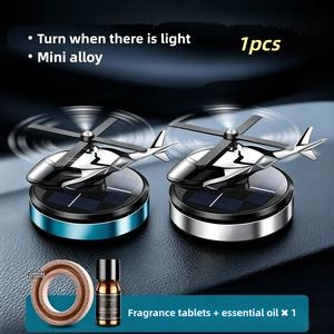 Solar Powered Rotating Helicopter Car Air Freshener, No Charging Needed, Includes Scented Pads and Essential Oil Bottle, Creative Decorative Item, Car Interior Accessories