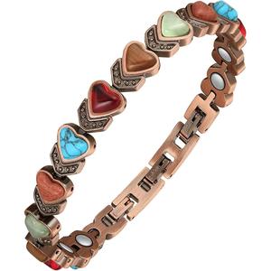 Jeracol Copper Magnetic Bracelets for Women,with Heart Shape Stone,Adjustable Length with Sizing Tool in Gift Box(Colorful), withAdjustment Tool, and Jewelry Gift Box Included, for GiftFashion Accessories, for spring sale