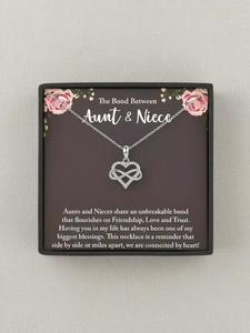 Infinity Heart Pendant Heart Shaped Necklace Gift Box with Card, Auntie & Niece Jewelry, Birthday Present, Christmas Gift Idea