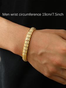 ICED CHICS 9mm Cool and fashionable snake bone polygonal hip-hop bracelet, paired with sparkling synthetic gemstones, is a luxurious jewelry suitable for all occasions, suitable for both men and women