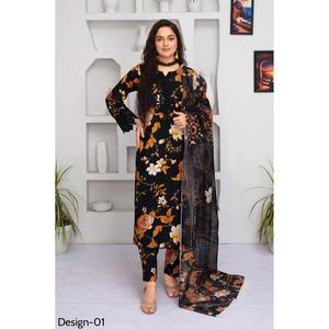 ARZ01 ASHYANA Vol 17 - Embroidered Linen 3pc - Readymade