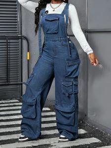 Women's Denim Overalls, Casual Adjustable Strap Denim Overalls for Daily Wear, Ladies Clothes for All Seasons