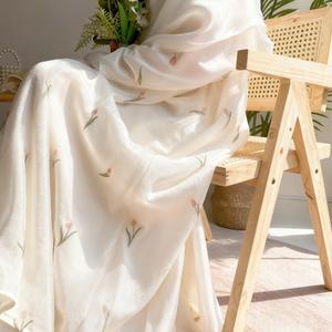 #CL06 Embroidered flower abaya, double-layered fabric, floral embroidery embellishments, warm apricot cardigan abaya