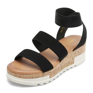 DREAM PAIRS Womens Elastic Strappy Wedge Sandals Platform Open Toe Summer Beach Low Wedges Shoes Flatform Girl Footwear