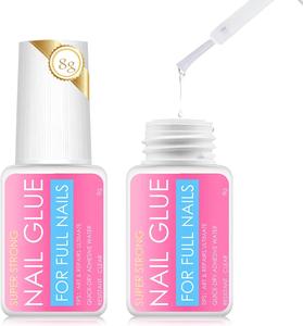 2 * 8g False Nail Glue Extra Strong,for Broken Nails Long Lasting,Super Strong Quick Dry Adhesive for Nail Art,Durable and Long Lasting Press on Nails(1pcs/2.5£)