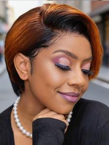 Human Hair Pixie Short Hair Wig, 13x4 Lace Hand-Woven Multiple Colors Short Human Hair Wigs for Black Women, comfortable wearing experience, simple care for regular daily wear