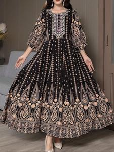 Women's Ethnic Pattern Embroidery Dress, Elegant Dress for Vacation Holiday Party, Ladies Spring Clothes