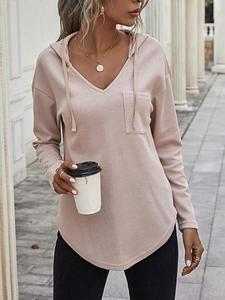 【Plus Size】 Solid Color Drawstring Hooded Sweatshirt, Casual Long Sleeve Hoodie for Spring & Fall, Women's Plus Clothing for Daily Wear, Tops