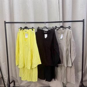 V neck pleated front linen feel set- FBS 261 Womenswear