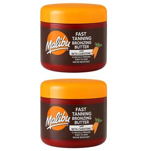 Malibu Sun Fast Tanning Bronzing Butter 100ml with Beta Carotene Coconut Oil Body Glow Moisturizer Water-Resistant Moisturiser for Glowing Skin