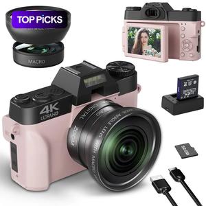4K Digital Camera, 56MP Camera with 180° Flip Screen, Vlogging Camera, Autofocus Camera with 16X Digital Zoom, Wide Angle & Macro Lens Camera #TOP PICKS