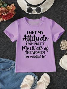 Girl's Letter Print Round Neck Tee, Casual Fashion Short Sleeve T-shirt for Summer, Kids Clothes for Daily Wear