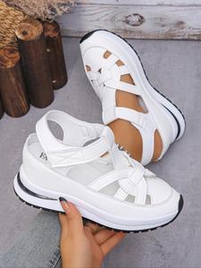 Women's Fashionable Velcro Fastening Wedge Sneakers, Casual Comfortable Soft Sole Sandals for Summer, Lightweight Breathable Shoes for Daily Wear, Breathable Platform Sandals