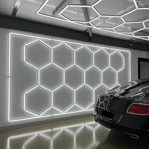 14 Hex Hexagon LED Lighting,White Light LED Garage Lights with White Light Border,Super Bright 6500K Decorative Light,Honeycomb Ceiling Wall Light For Car Retail,Detail,Studio,Gym,Workroom,Office,Mancave