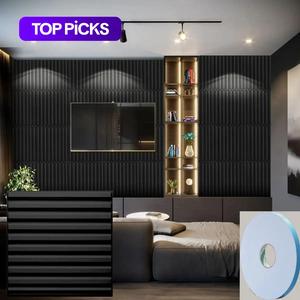 Striped Pattern Wall Panel with Tape, PVC Material 3D Wall Decor Panel, Wall Decorative Panel for Living Room Bedroom Study Room, Home Decoration