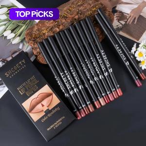 Easy Coloring Lip Liner Pencil Set, 12pcs/box Matte Finish Lip Liner Stain, Matte Lipliner, Suitable for All Occasions Lip Makeup Lip Product, Cosmetic, Lip Kit, Lip Lacquer Lipliner, Lip Marker
