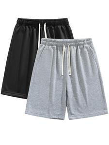 Men's Solid Color Drawstring Waist Shorts, Casual Regular Fit Pocket Shorts for Summer, Men's Bottoms for Daily Wear