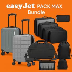 EasyJet Pack Max Cabin Bag Bundle – Underseat Bag & Carry On Suitcase Set with 8pc Packing Cubes Suitcase Organizer Bags Lightweight Hard Shell Luggage Airline Approved for easyJet Ryanair BA Travel Organiser Set for Holiday Weekend Trips