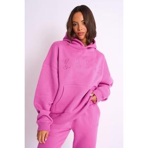 Kaiia Slogan Oversized Hoodie Bubblegum Pink