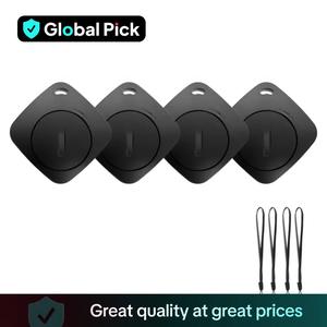 4 Pack, Bluetooth Luggage Tracker Works with Apple Find My APP (iOS Only, Not for Android), Keys Finder and Item Locator for Luggage, Backpack, Suitcases, Replaceable Battery(Battery included)