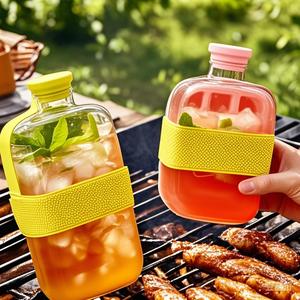 Ice Cube Bottle, 1 Count 2-in-1 Ice Cube Tray Water Bottle, Kettle-shaped Press Ice Tray, Bar Utensils for Home Kitchen Party, Containers