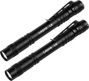 Lepro LED Torch Battery Powered, 2 Pack Small Flashlight with Clip, 3 Modes, Water Resistant for Camping, Emergencies, Repairs, Dog Walking, Power Cuts & Gifts (Batteries Not Included)-1
