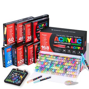 Acrylic Brush Marker Pen, 1 Set Acrylic Painting Pen with Soft Brush Nib, Art Materials Waterproof Pen for Glass Stone Wood Plastic Paper, Art Color Set
