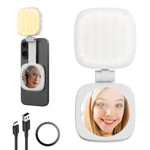 2025 SmallRig Magnetic Selfie Light for iPhone, Instant Attachment for MagSafe, Phone Light with a Mirror, Perfect for BACK CAMERA selfies, for Photography, Zoom Calls, Video Lighting,Vlogging Accessories,Vibe P48 Black 4656 / White 4933