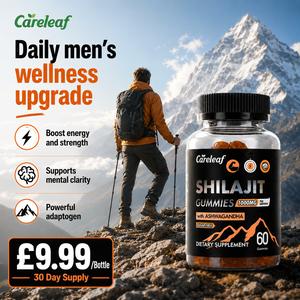 Careleaf 1000mg Shilajit Gold Gummies Sugar-Free with Ashwagandha,Natural Energy, Focus & Immune Support – Vegan Men’s Health Supplement – 60 Count
