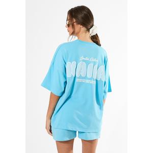 Kaiia Bubble Graphic Oversized T-Shirt Pool Blue