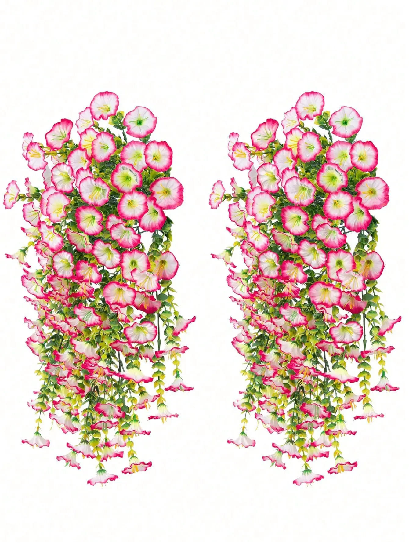 2pcs Artificial Hanging Flowers, Pink Convolvulus With Green Eucalyptus Leaves, Suitable For Room Decor, Home Decor, Wall Decoration, Birthday Decoration, Kitchen Decor, Gifts, Bedroom Decor
